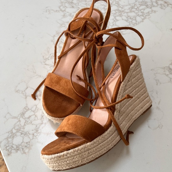 Women's Wedge Platform Espadrille Open Toe Lace-Up Sandals, Cross Strap - Picture 3 of 7